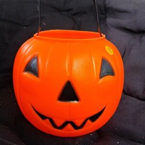 Vintage 80s Empire Blow Mold Halloween JOL Pumpkin Treat Bucket #8 PERFECT